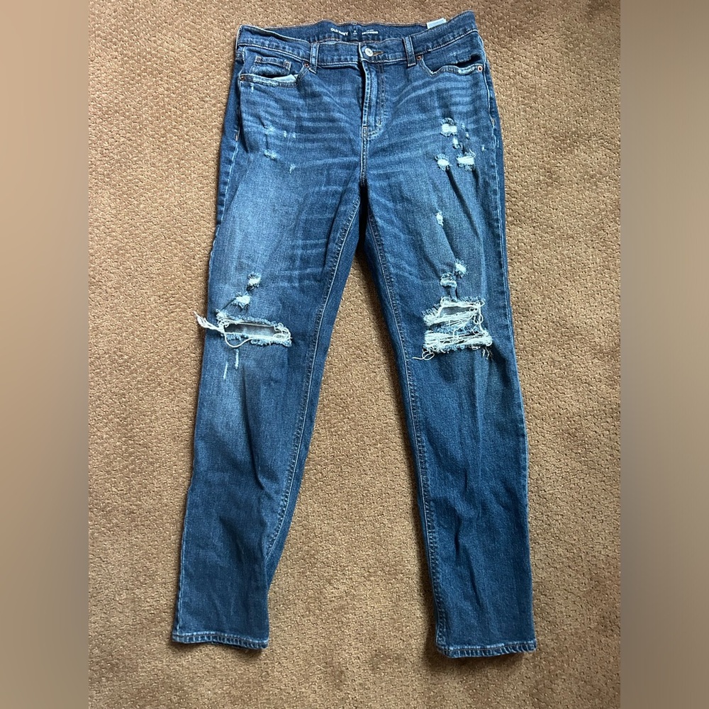 Old Navy Boyfriend, Mid Rise Ripped Denim Size 8 Tall